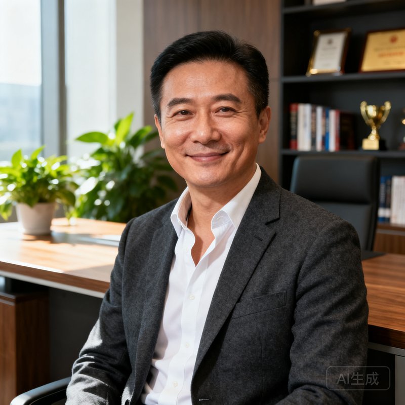 创始人陈志远的专业半身肖像照，背景为办公室环境，穿着商务休闲装，面带微笑
